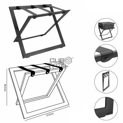 Portaequipajes de acero inoxidable negro con correas de nailon